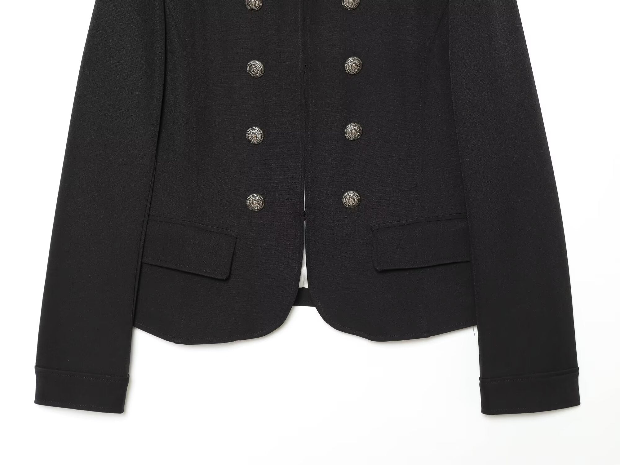 Women's with shoulder pads slim stand collar Coat