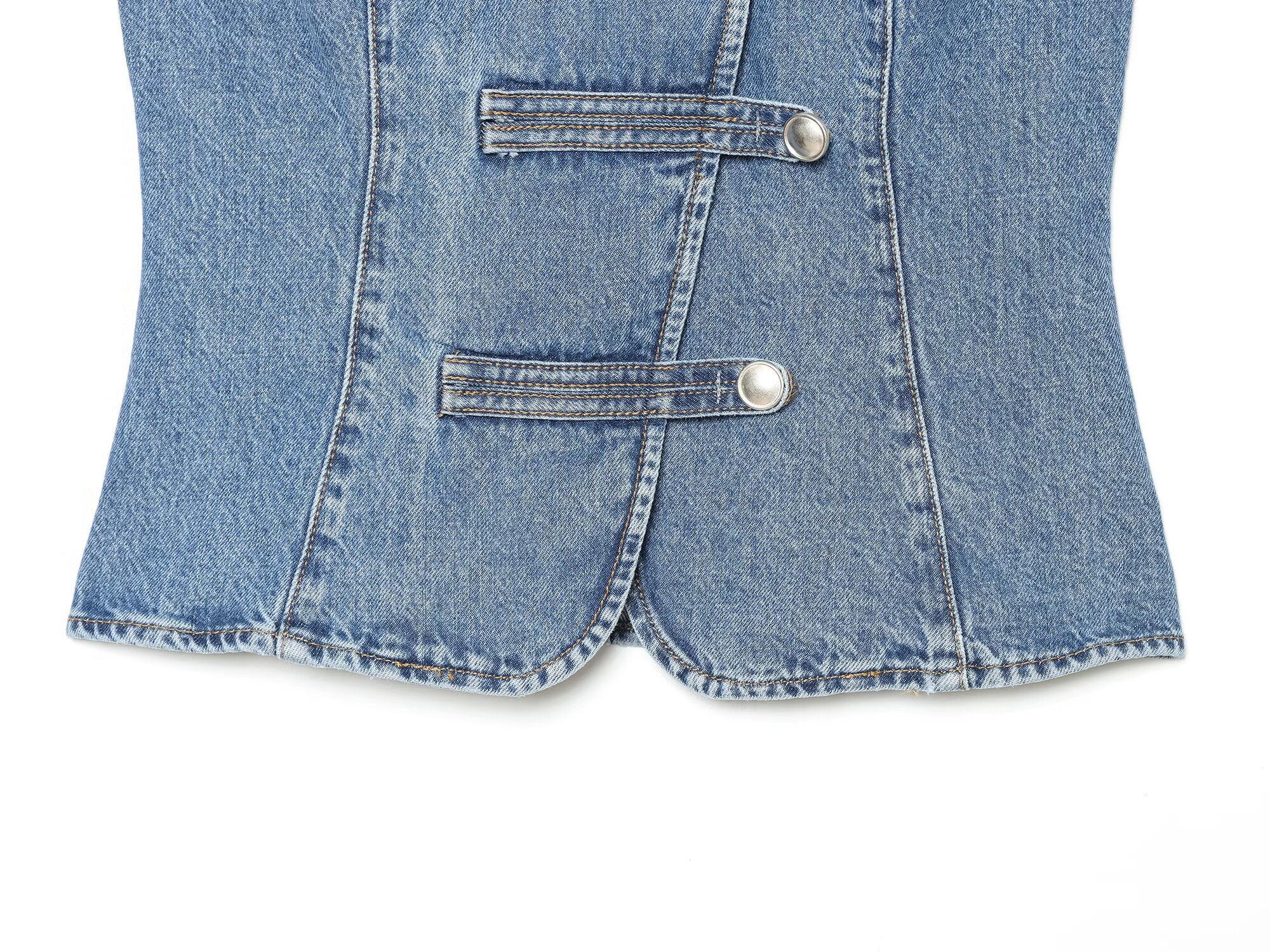 Women's Breasted decorative denim top