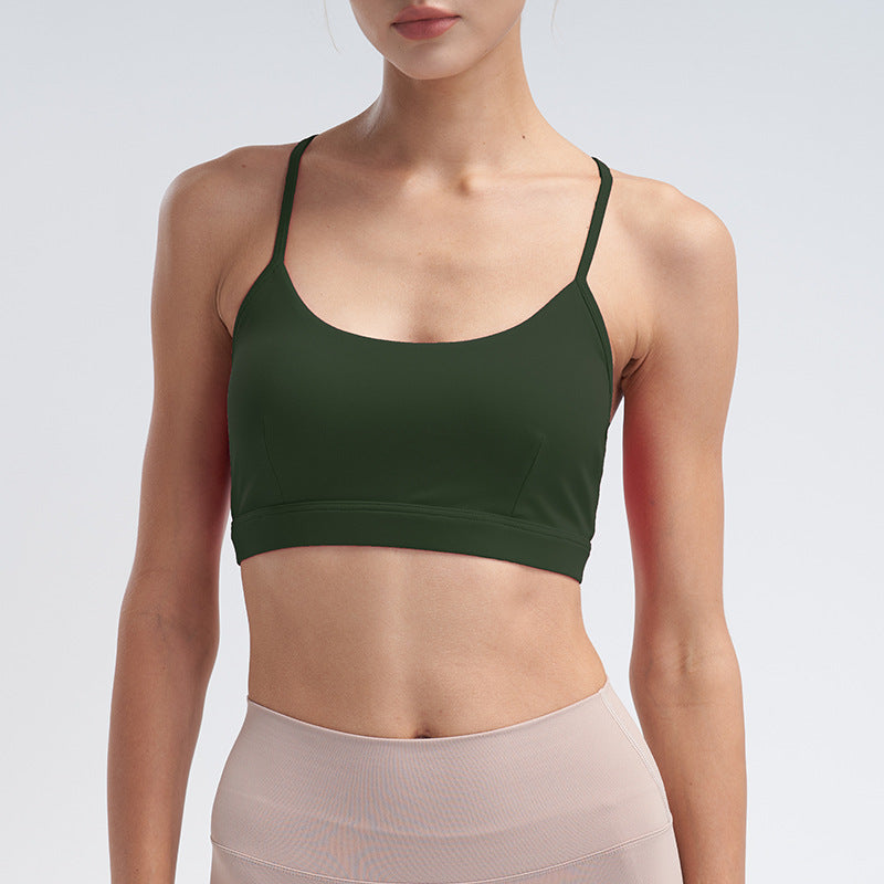 Women's New Casual Adjustable Nude Sports Vest with Chest Pad Sports Bra Yoga Clothes