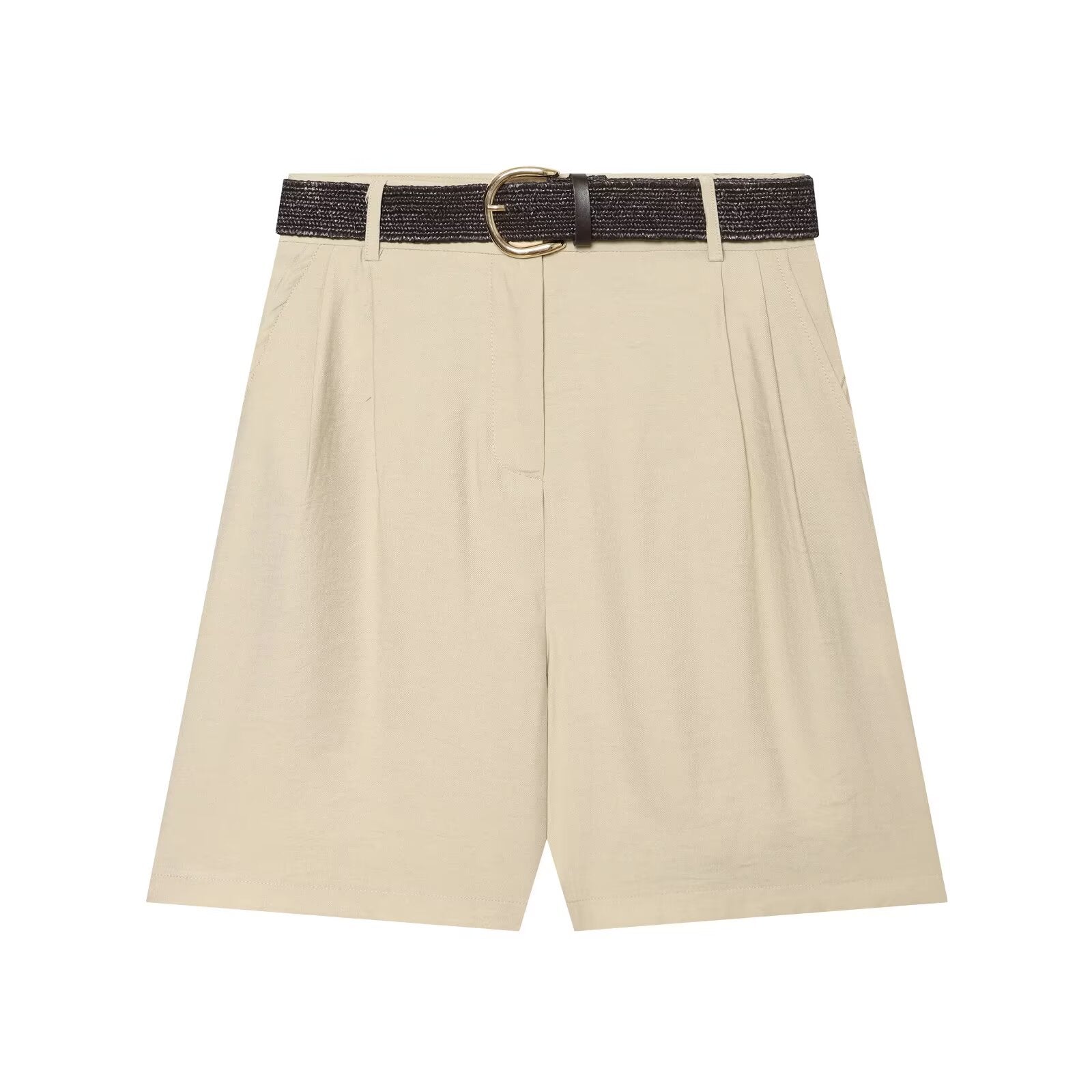 Women's With Belt pleated casual shorts