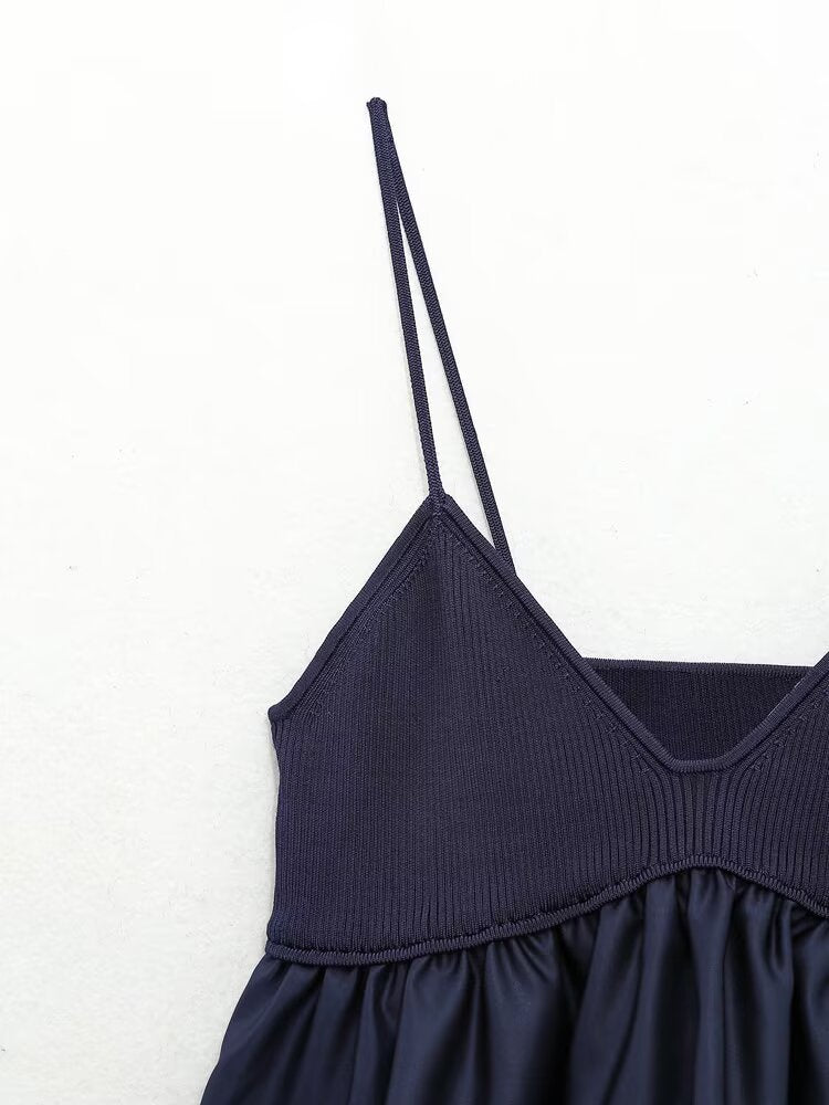 Women's patchwork knitted suspender top