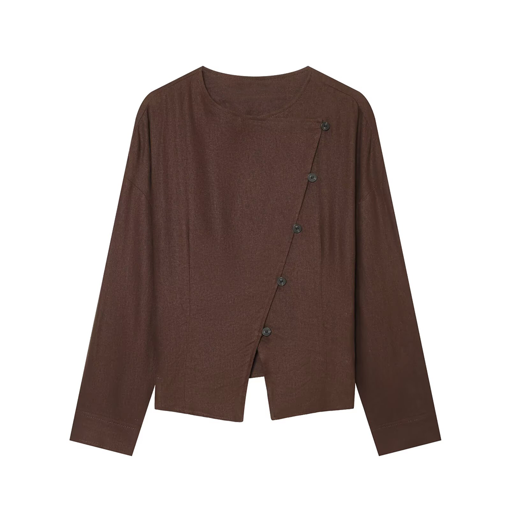 Women's linen blended Button-up Coat