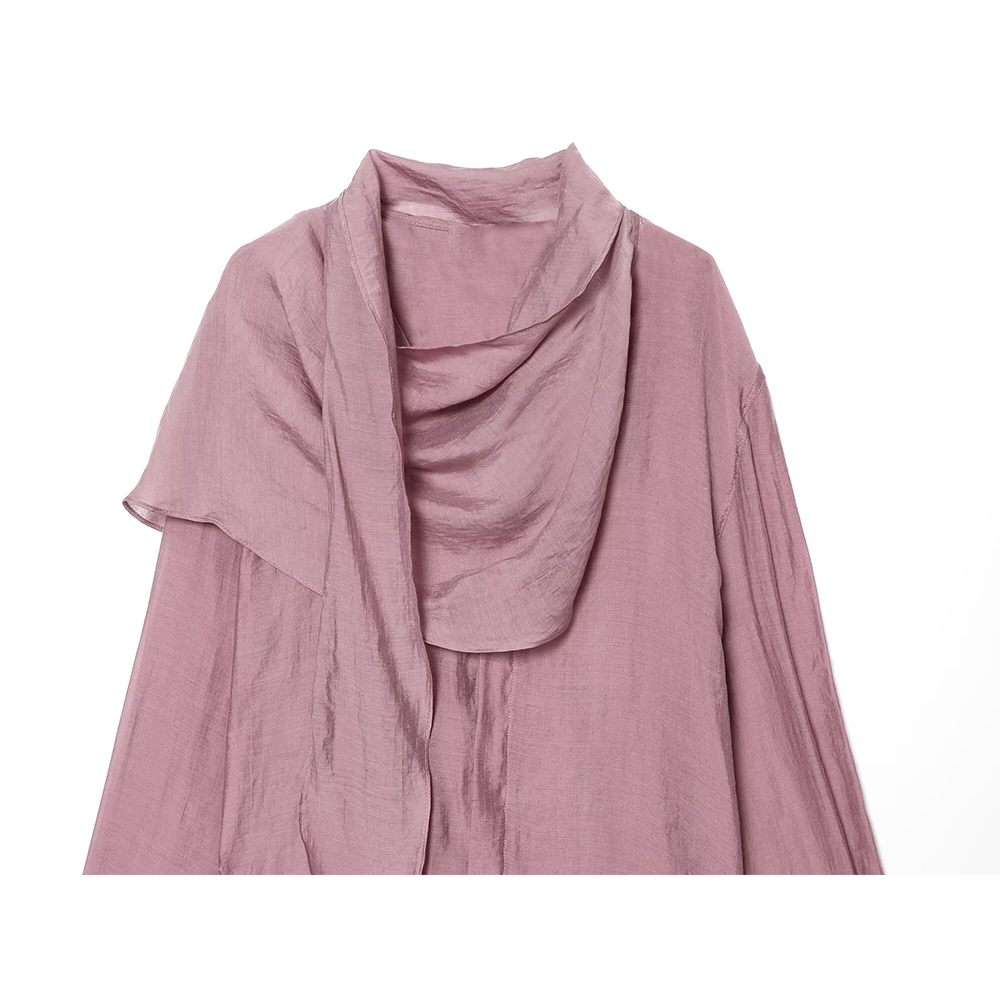 Women's scarf collar design asymmetrical shirt