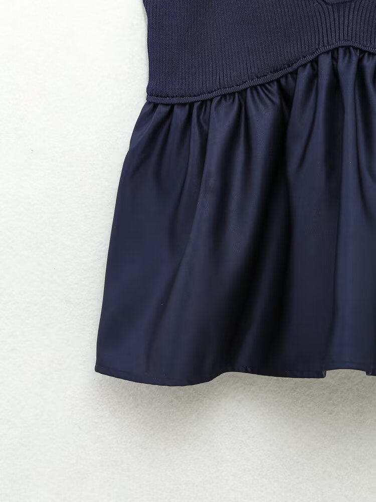 Women's patchwork knitted suspender top
