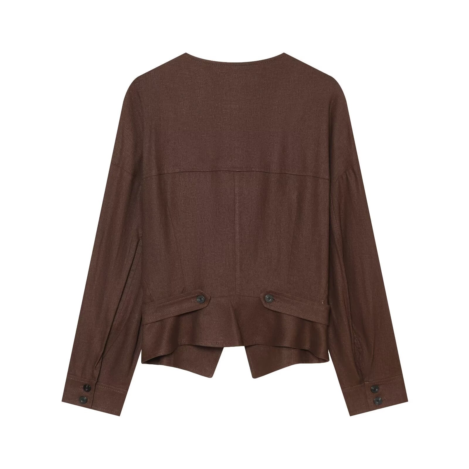 Women's linen blended Button-up Coat