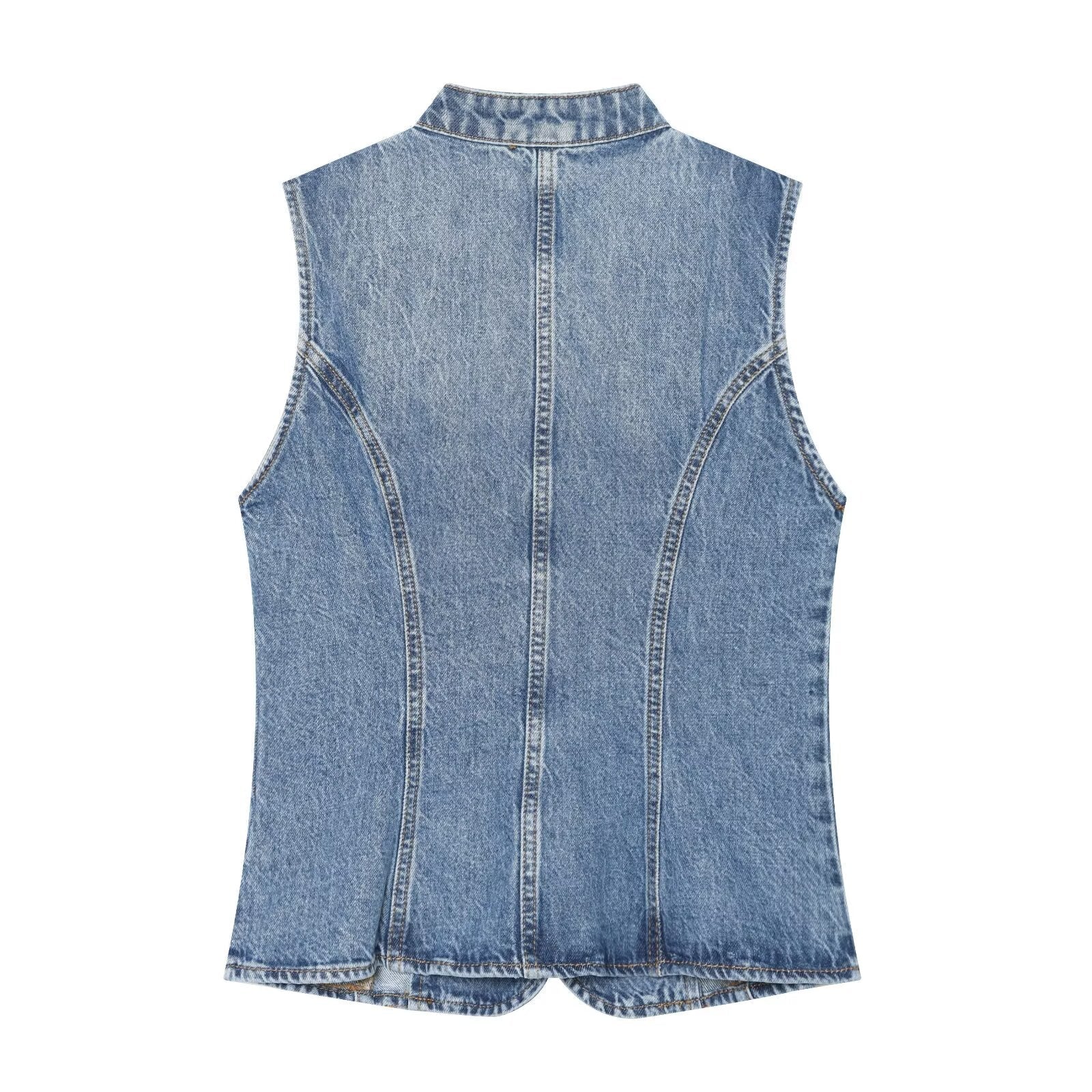 Women's Breasted decorative denim top