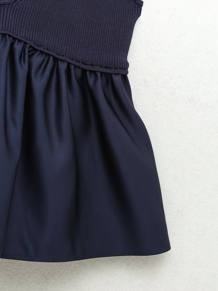 Women's patchwork knitted suspender top