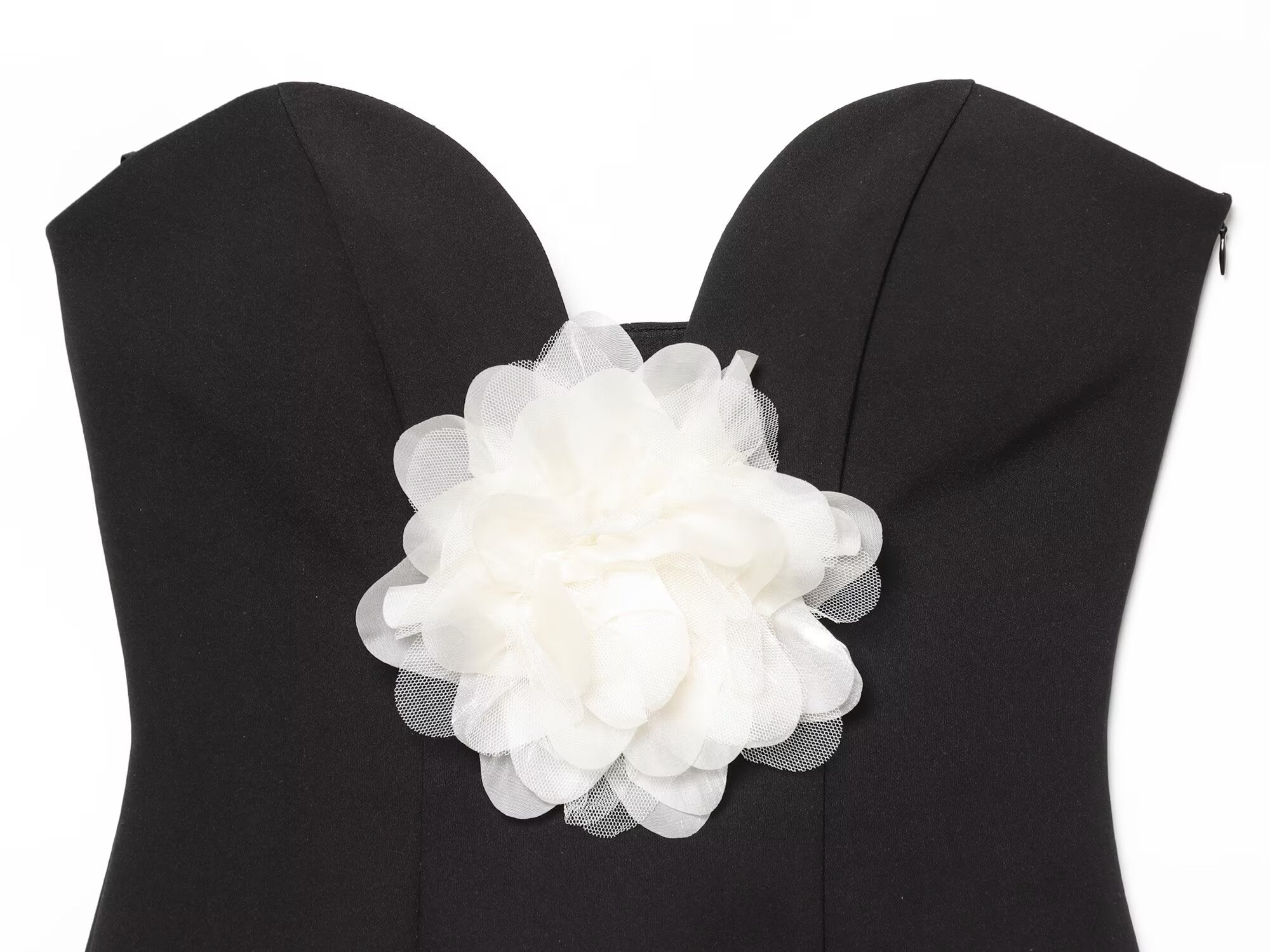 Women's contrasting flower decoration strapless top