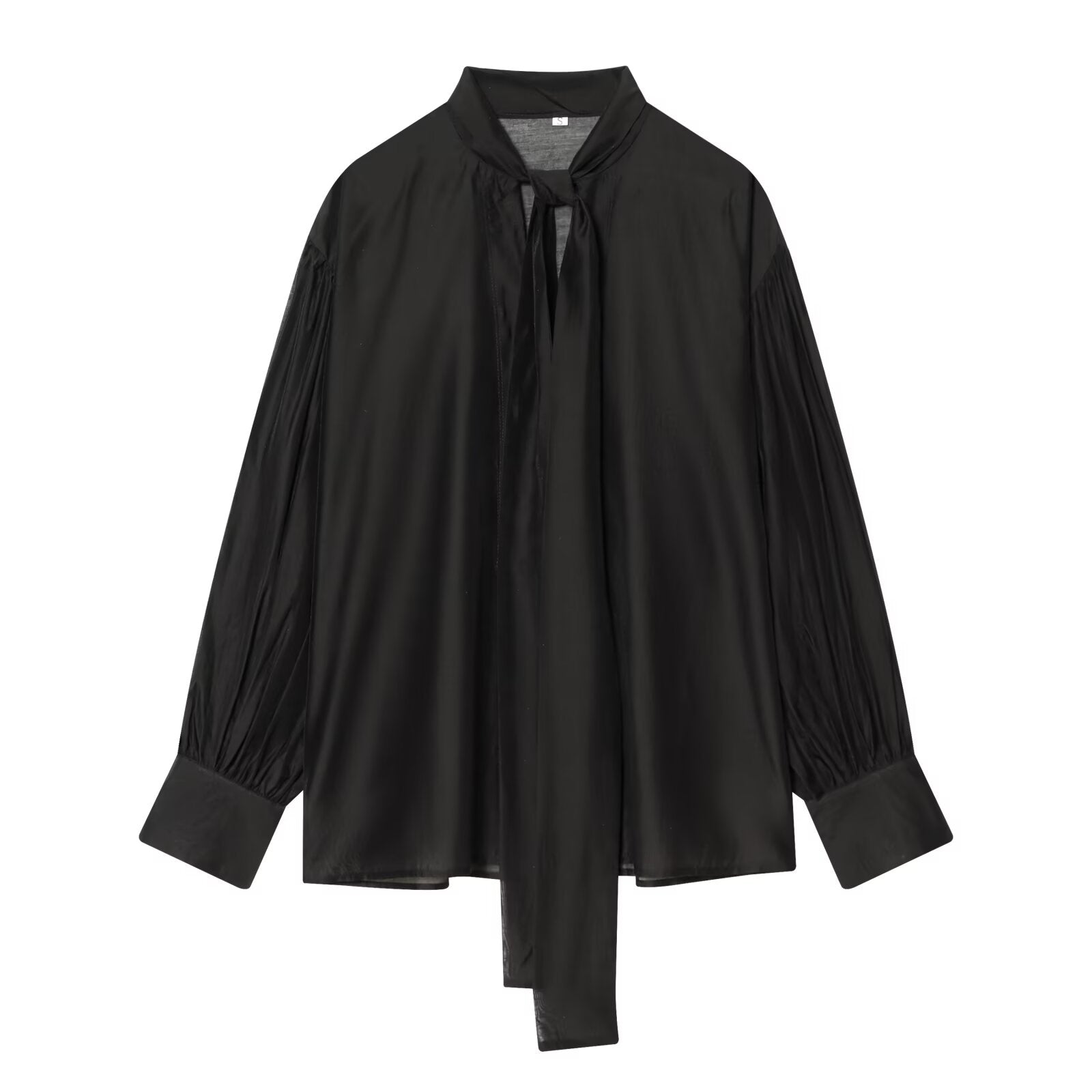 Women's scarf decoration casual satin textured shirt