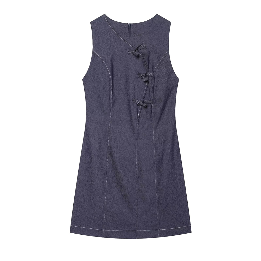 Women's rope knot buckle decoration mini dress