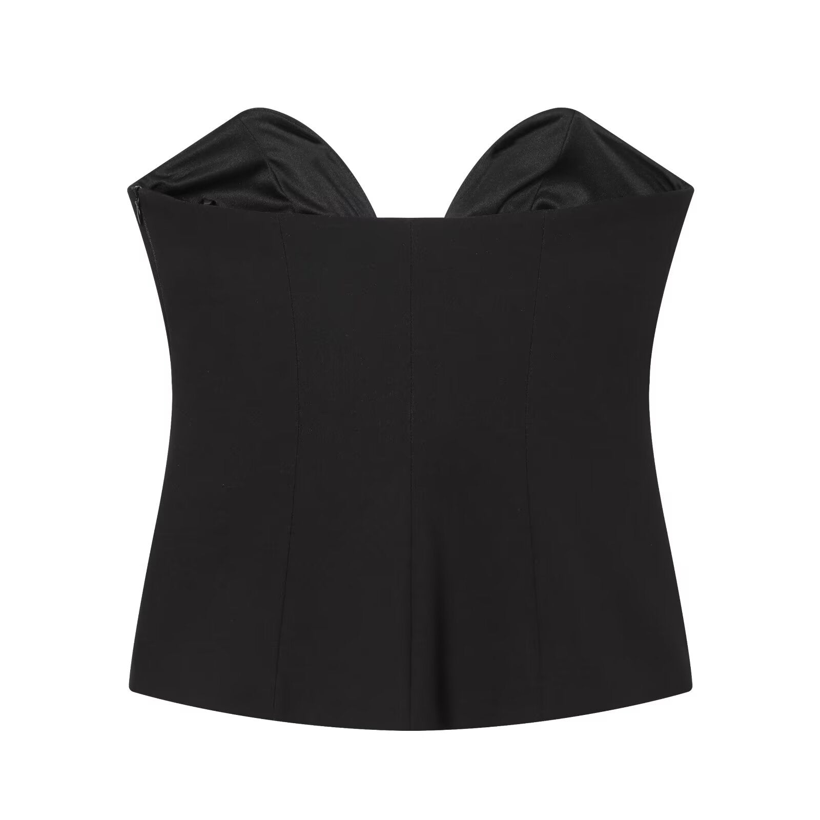 Women's contrasting flower decoration strapless top