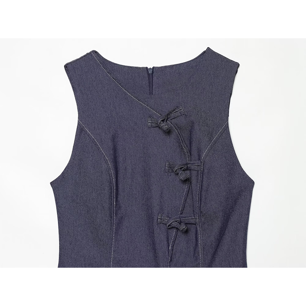 Women's rope knot buckle decoration mini dress