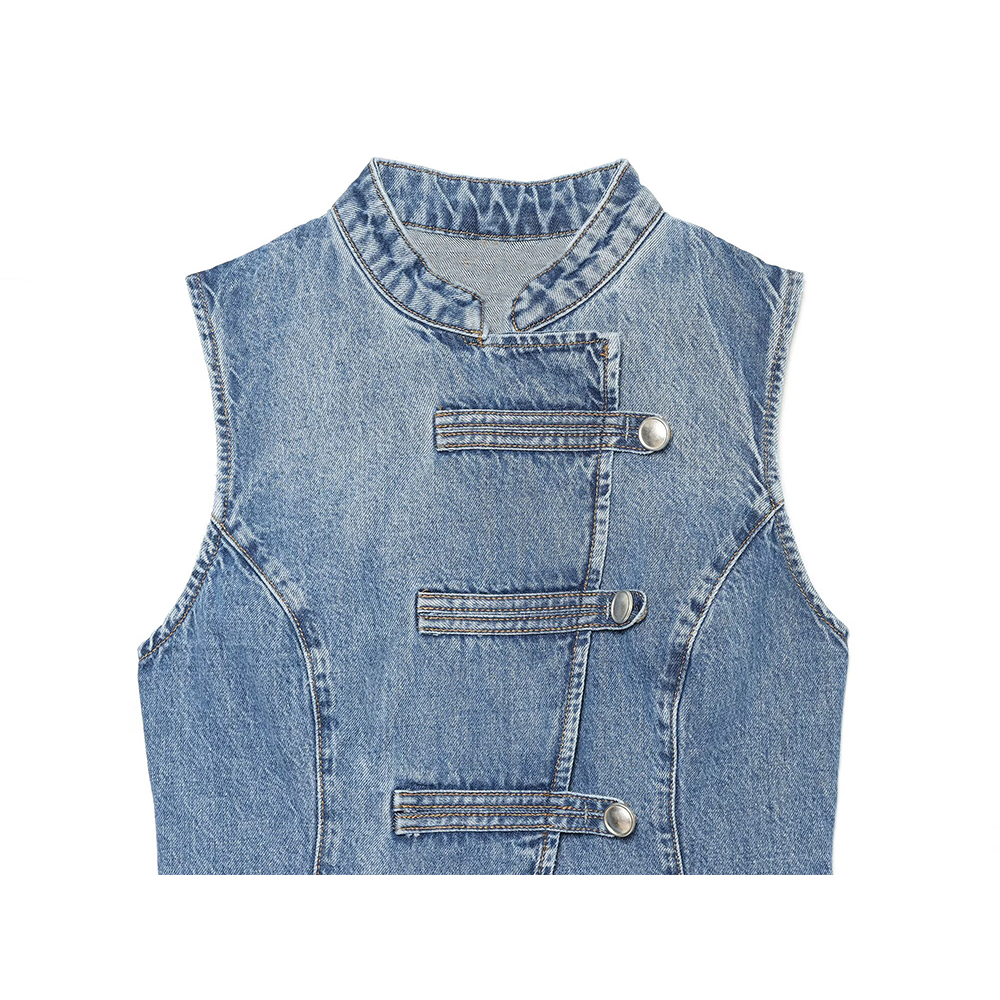 Women's Breasted decorative denim top