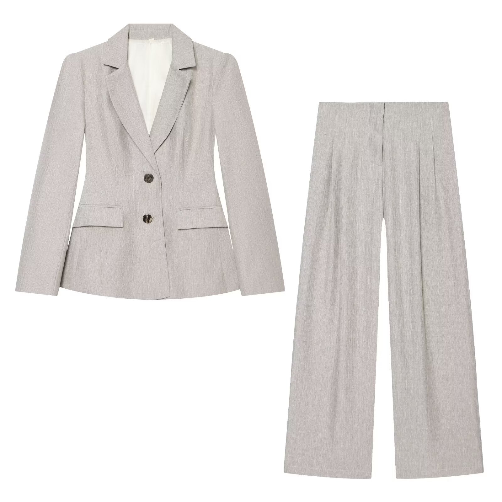 set woman 2 pieces casual linen blend pleated Blazer Coat +Pants