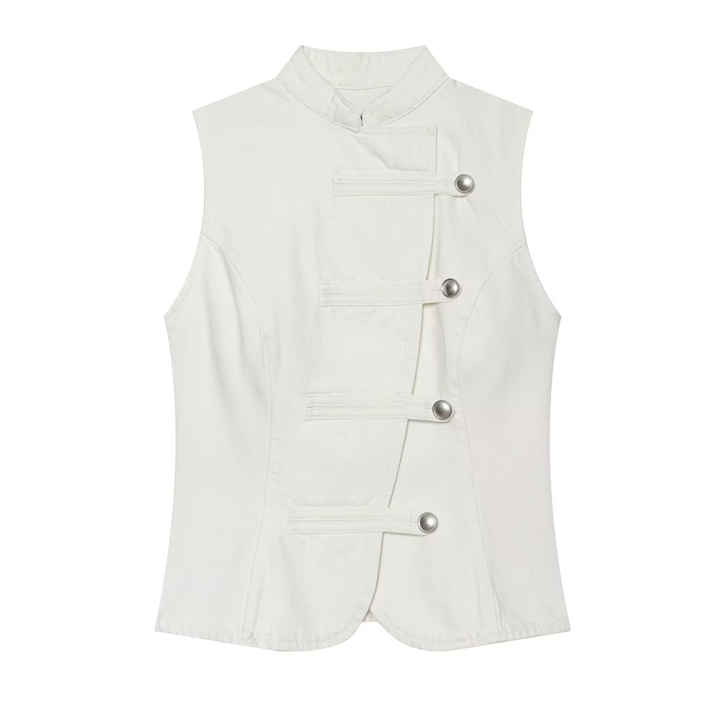 Women's Breasted decorative denim top