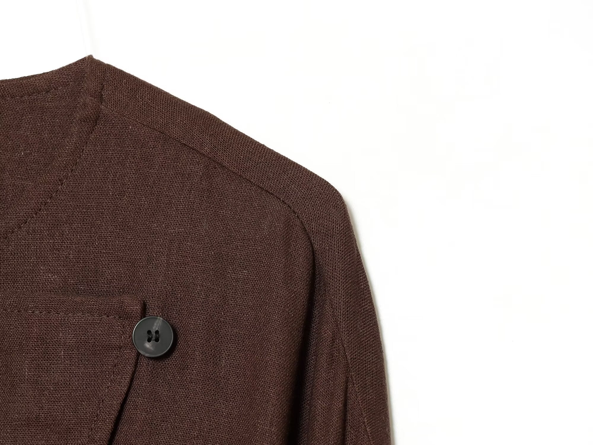 Women's linen blended Button-up Coat
